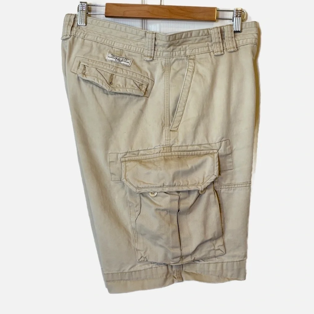 Polo Ralph Lauren Classic Cargo Chino Shorts Mens 32 Beige Khaki Casual Pockets